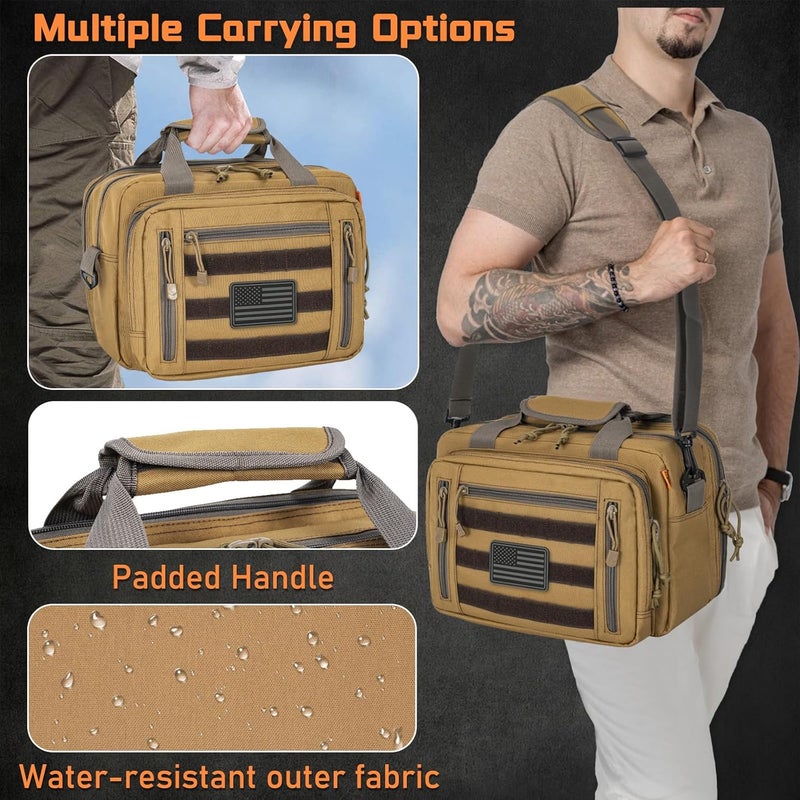 ITHWIU Pistol Case, Gun Range Bags For 2 Pistols 6 Magazines Carrying Shooting Bag with Lockable Zipper for Shooting Range Outdoor Hunting - Image 5